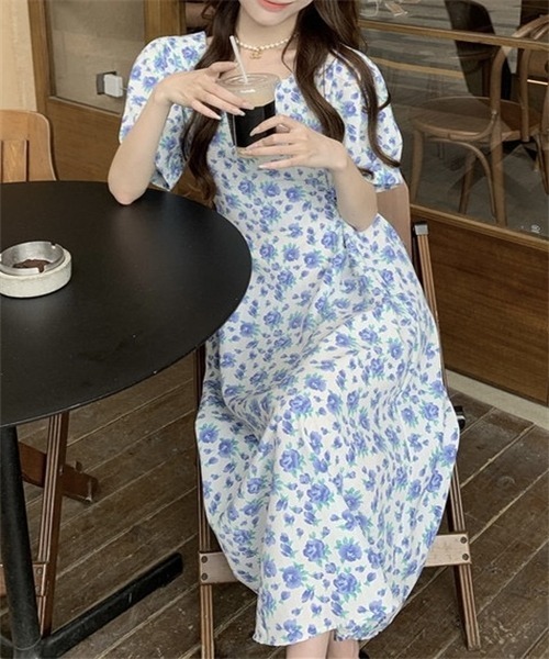 FREE STYLISTS（フリー スタイリスト）の「ウエストベルト　花柄フレアワンピース（ワンピース・レディース・イエロー/ブルー/オフホワイト/ピンク・FREE）」の11枚目の写真