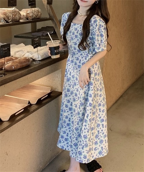 FREE STYLISTS（フリー スタイリスト）の「ウエストベルト　花柄フレアワンピース（ワンピース・レディース・イエロー/ブルー/オフホワイト/ピンク・FREE）」の13枚目の写真