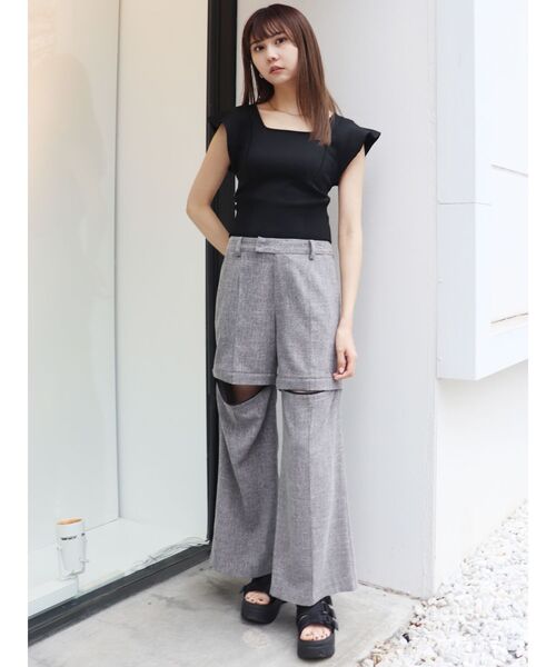 MURUA（ムルーア）の「スクエアフリルニットタンク（ニット/セーター・レディース・マスタード/ブラック/アイボリー・FREE）」の10枚目の写真