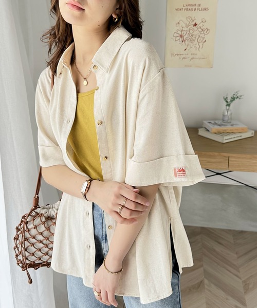 Java（ジャバ）の「《JaVaジャバ 別注》大人ナチュラル。ビッグカフスオーバーシャツ（シャツ/ブラウス・レディース・アイボリー/インディゴブルー・X-LARGE/SMALL/MEDIUM/LARGE）」の8枚目の写真