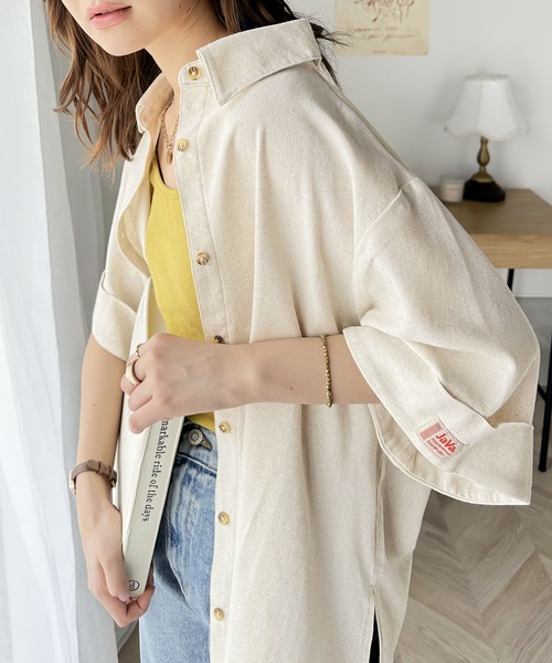 Java（ジャバ）の「《JaVaジャバ 別注》大人ナチュラル。ビッグカフスオーバーシャツ（シャツ/ブラウス・レディース・アイボリー/インディゴブルー・X-LARGE/SMALL/MEDIUM/LARGE）」の10枚目の写真