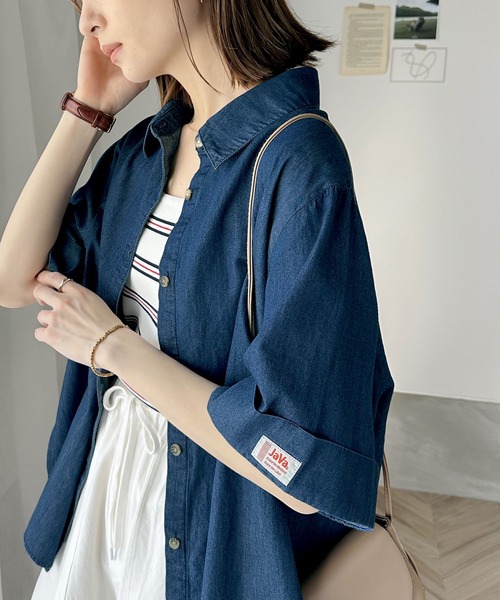 Java（ジャバ）の「《JaVaジャバ 別注》大人ナチュラル。ビッグカフスオーバーシャツ（シャツ/ブラウス・レディース・アイボリー/インディゴブルー・X-LARGE/SMALL/MEDIUM/LARGE）」の20枚目の写真