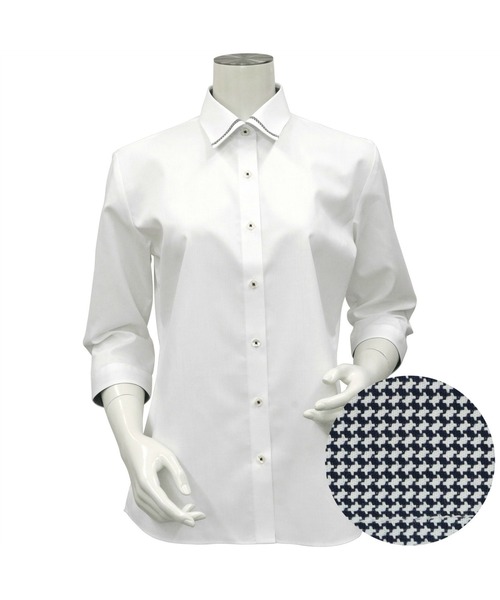 TOKYO SHIRTS(トウキョウシャツ)の「透け防止 形態安定ノーアイロン レギュラー衿 七分袖ビジネスワイシャツ(ビジネスシャツ・レディース・ホワイト・XS/S/M/L/LL/XL)」の2枚目の写真