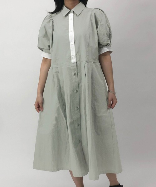 179/WG（イチナナキュウダブルジー）の「ドルマンスリーブシャツワンピース（ワンピース・レディース・ブラック/ブルー/グレー/オフホワイト・MEDIUM）」の3枚目の写真