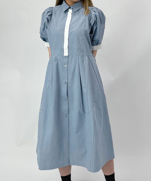 179/WG（イチナナキュウダブルジー）の「ドルマンスリーブシャツワンピース（ワンピース・レディース・ブラック/ブルー/グレー/オフホワイト・MEDIUM）」の4枚目の写真