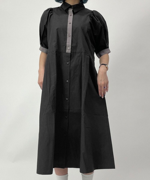 179/WG（イチナナキュウダブルジー）の「ドルマンスリーブシャツワンピース（ワンピース・レディース・ブラック/ブルー/グレー/オフホワイト・MEDIUM）」の2枚目の写真