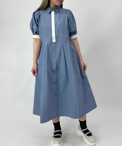 179/WG（イチナナキュウダブルジー）の「ドルマンスリーブシャツワンピース（ワンピース・レディース・ブラック/ブルー/グレー/オフホワイト・MEDIUM）」の18枚目の写真