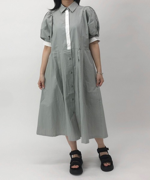 179/WG（イチナナキュウダブルジー）の「ドルマンスリーブシャツワンピース（ワンピース・レディース・ブラック/ブルー/グレー/オフホワイト・MEDIUM）」の21枚目の写真