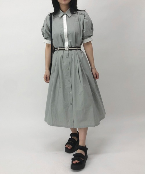 179/WG（イチナナキュウダブルジー）の「ドルマンスリーブシャツワンピース（ワンピース・レディース・ブラック/ブルー/グレー/オフホワイト・MEDIUM）」の16枚目の写真