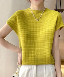 ジャガードハイネックフレンチスリーブ