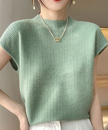 ジャガードハイネックフレンチスリーブ
