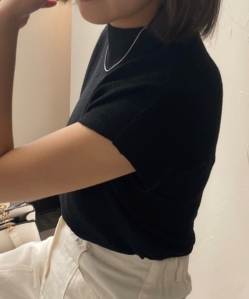 deux amour（ドゥーザムール）の「ジャガードハイネックフレンチスリーブ（Tシャツ/カットソー・レディース・ブラック/ホワイト/ベージュ/ピンク/イエロー/レッド/グリーン/ライトグリーン・FREE）」の13枚目の写真