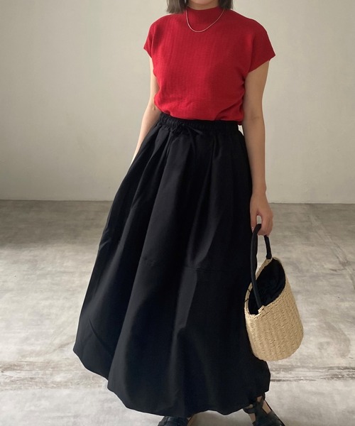 deux amour（ドゥーザムール）の「ジャガードハイネックフレンチスリーブ（Tシャツ/カットソー・レディース・ブラック/ホワイト/ベージュ/ピンク/イエロー/レッド/グリーン/ライトグリーン・FREE）」の15枚目の写真