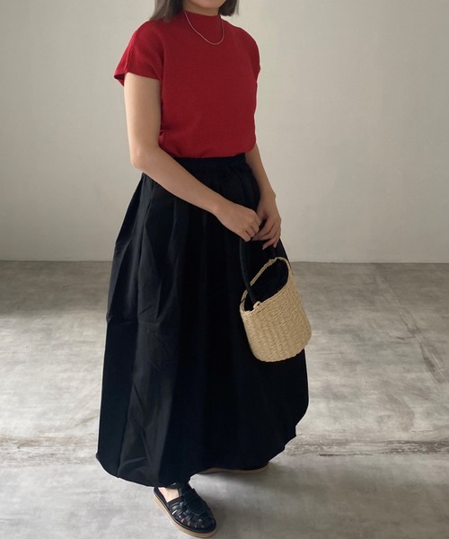 deux amour（ドゥーザムール）の「ジャガードハイネックフレンチスリーブ（Tシャツ/カットソー・レディース・ブラック/ホワイト/ベージュ/ピンク/イエロー/レッド/グリーン/ライトグリーン・FREE）」の17枚目の写真