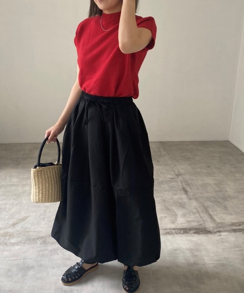 deux amour（ドゥーザムール）の「ジャガードハイネックフレンチスリーブ（Tシャツ/カットソー・レディース・ブラック/ホワイト/ベージュ/ピンク/イエロー/レッド/グリーン/ライトグリーン・FREE）」の16枚目の写真