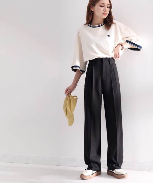 パンツ スラックス センタータックベーシックストレートパンツ パンツ スラックス センタータックベーシックストレートパンツ