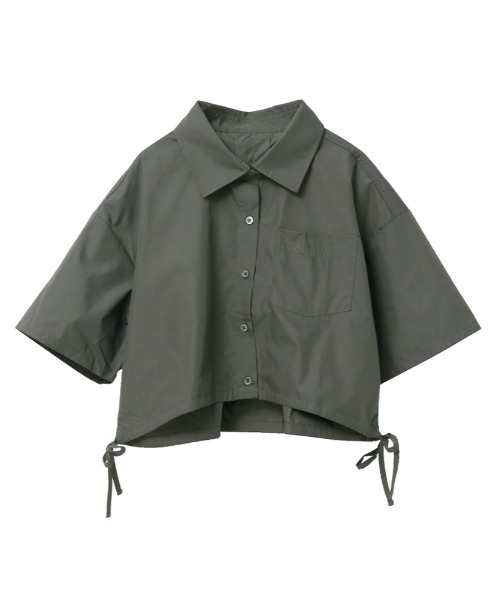 Rejoule(リジュール)の「裾ドロストクロップド半袖シャツ(シャツ/ブラウス・レディース・チャコールグレー/ホワイト/ベージュ・FREE)」の11枚目の写真
