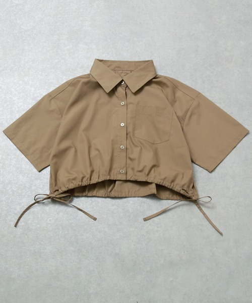Rejoule(リジュール)の「裾ドロストクロップド半袖シャツ(シャツ/ブラウス・レディース・チャコールグレー/ホワイト/ベージュ・FREE)」の20枚目の写真
