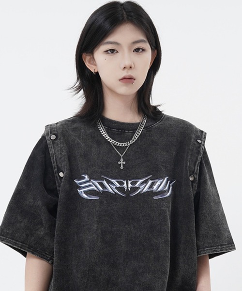 tシャツ A'GEM/9 × .kom「ARULE/アルール」袖脱着半袖カットソー レディース メンズ A'GEM/9 × .kom『ARULE/アルール』袖脱着半袖カットソー（T