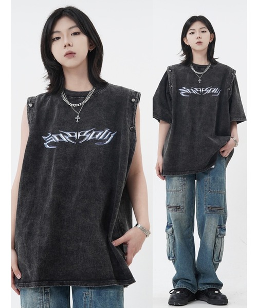 tシャツ A'GEM/9 × .kom「ARULE/アルール」袖脱着半袖カットソー レディース メンズ A'GEM/9 × .kom『ARULE/アルール』袖脱着半袖カットソー（T