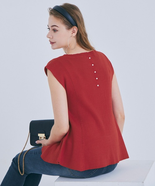 coca（coca）（コカ）の「【WEB限定セール】バックパールペプラムニットタンクトップ（タンクトップ・レディース・レッド/グレー/ブラック/ライトベージュ・M/L）」の4枚目の写真