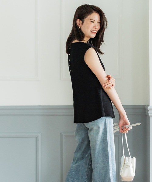 coca（coca）（コカ）の「【WEB限定セール】バックパールペプラムニットタンクトップ（タンクトップ・レディース・レッド/グレー/ブラック/ライトベージュ・M/L）」の10枚目の写真