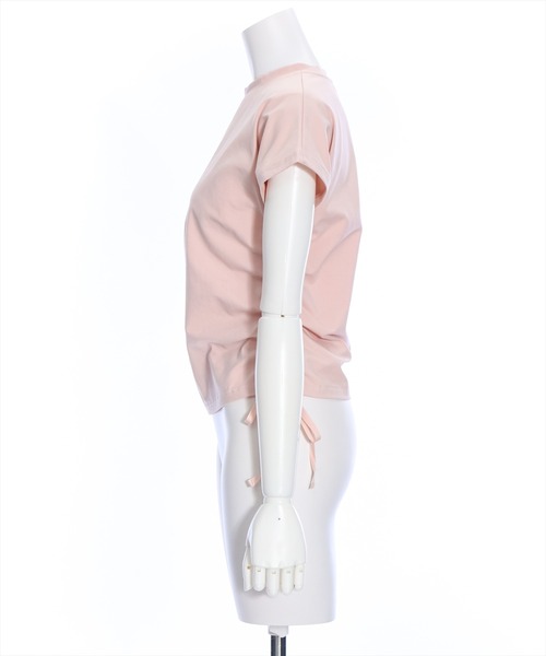 clear(クリア)の「サイドドロストリボン半袖トップス (Tシャツ/カットソー・レディース・ブラック/オフホワイト/ピンク・F)」の5枚目の写真