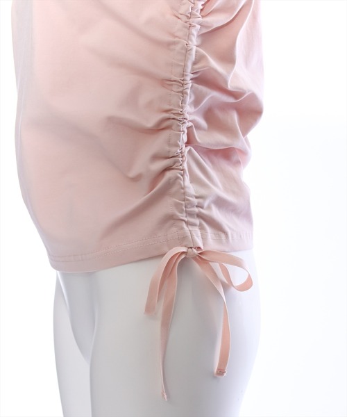 clear(クリア)の「サイドドロストリボン半袖トップス (Tシャツ/カットソー・レディース・ブラック/オフホワイト/ピンク・F)」の9枚目の写真