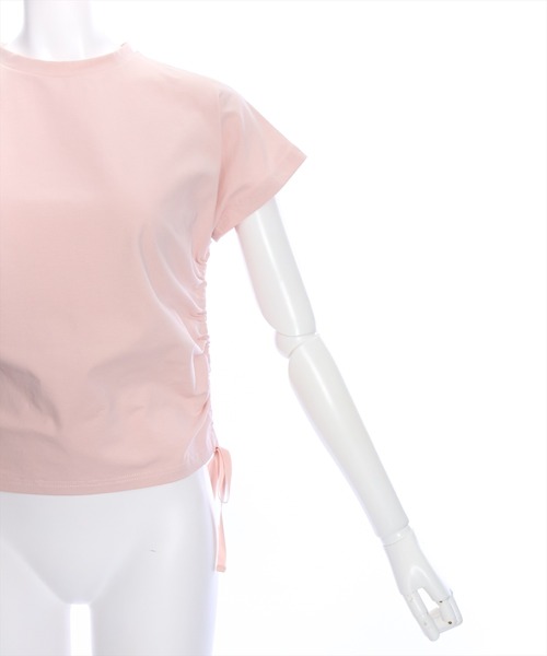 clear(クリア)の「サイドドロストリボン半袖トップス (Tシャツ/カットソー・レディース・ブラック/オフホワイト/ピンク・F)」の10枚目の写真