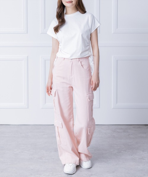 clear(クリア)の「サイドドロストリボン半袖トップス (Tシャツ/カットソー・レディース・ブラック/オフホワイト/ピンク・F)」の22枚目の写真