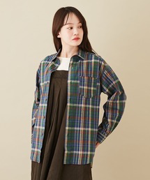 CUBE SUGAR | 空紡糸先染めチェック柄ビッグシャツ(シャツ/ブラウス)
