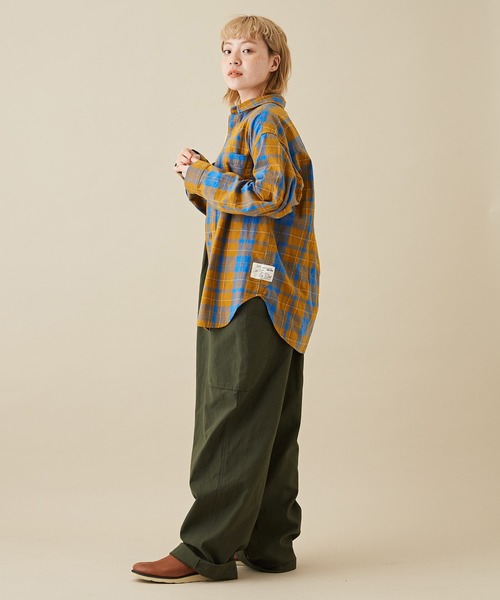 CUBE SUGAR（キューブシュガー）の「空紡糸先染めチェック柄ビッグシャツ（シャツ/ブラウス・レディース・マスタード/ピンク/グリーン/マルチ/グレー・M）」の18枚目の写真