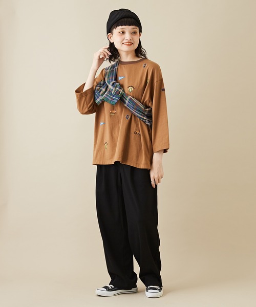 CUBE SUGAR（キューブシュガー）の「空紡糸先染めチェック柄ビッグシャツ（シャツ/ブラウス・レディース・マスタード/ピンク/グリーン/マルチ/グレー・M）」の15枚目の写真