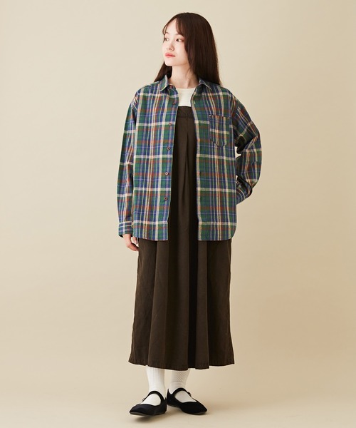 CUBE SUGAR（キューブシュガー）の「空紡糸先染めチェック柄ビッグシャツ（シャツ/ブラウス・レディース・マスタード/ピンク/グリーン/マルチ/グレー・M）」の19枚目の写真