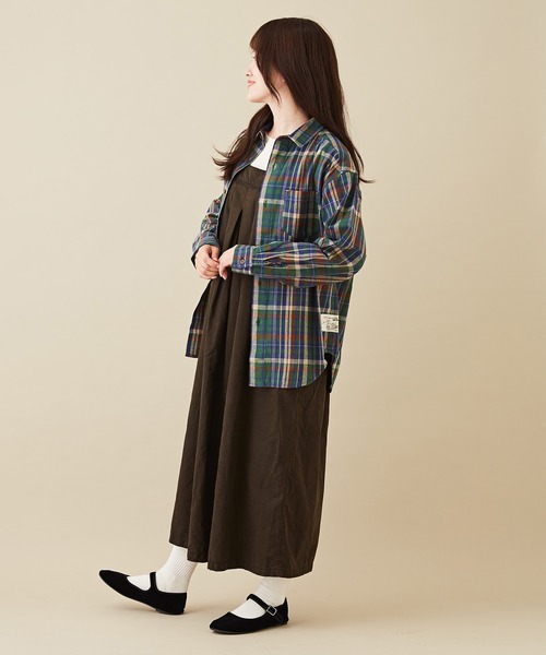 CUBE SUGAR（キューブシュガー）の「空紡糸先染めチェック柄ビッグシャツ（シャツ/ブラウス・レディース・マスタード/ピンク/グリーン/マルチ/グレー・M）」の11枚目の写真