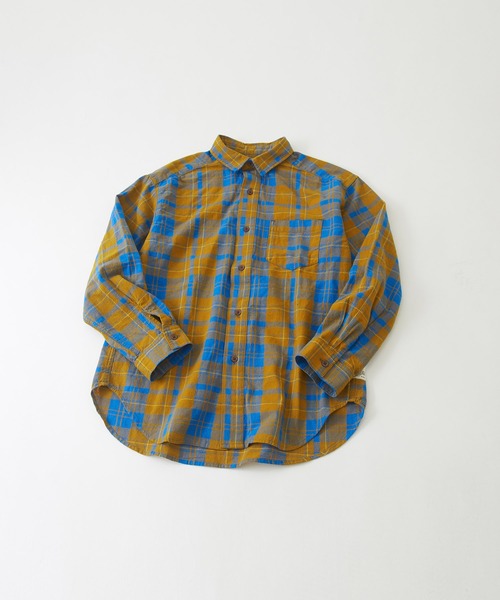 CUBE SUGAR（キューブシュガー）の「空紡糸先染めチェック柄ビッグシャツ（シャツ/ブラウス・レディース・マスタード/ピンク/グリーン/マルチ/グレー・M）」の8枚目の写真