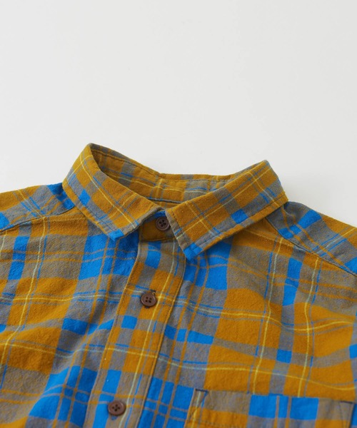 CUBE SUGAR（キューブシュガー）の「空紡糸先染めチェック柄ビッグシャツ（シャツ/ブラウス・レディース・マスタード/ピンク/グリーン/マルチ/グレー・M）」の16枚目の写真