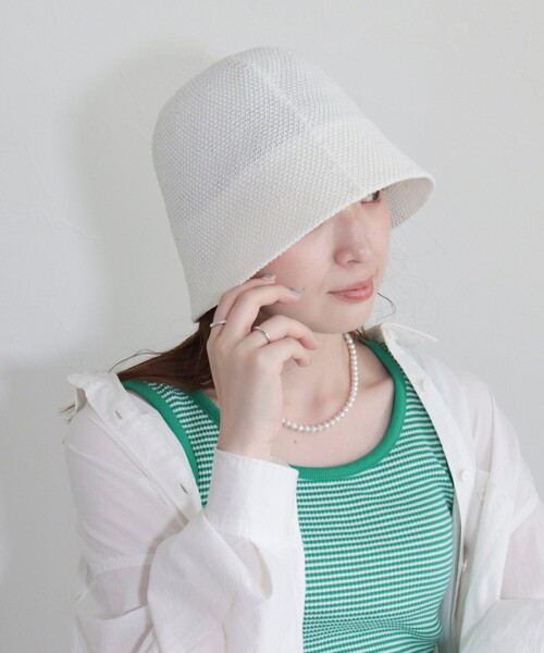 fredy emue（フレディエミュ）の「T/Cベルハット（ハット・レディース・ブラック/オフホワイト・FREE）」の2枚目の写真