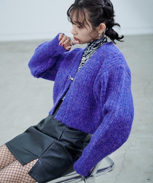 miette（ミエット）の「フロントビットメランジニットカーディガン（カーディガン/ボレロ・レディース・レッド/ブルー/グリーン・FREE）」の2枚目の写真