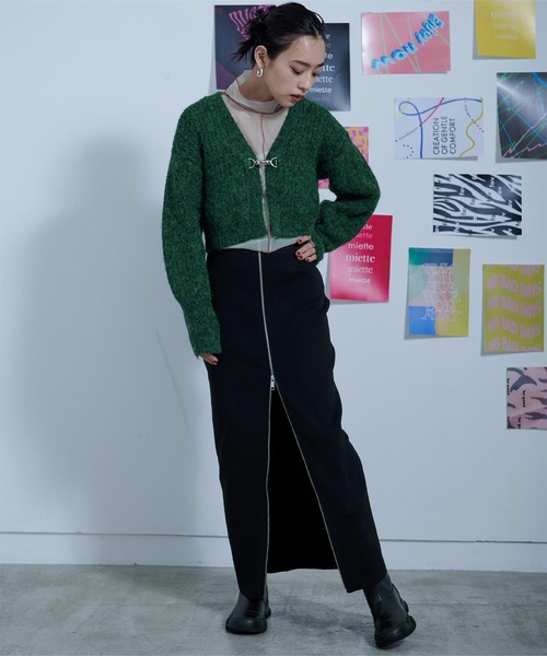 miette（ミエット）の「フロントビットメランジニットカーディガン（カーディガン/ボレロ・レディース・レッド/ブルー/グリーン・FREE）」の4枚目の写真