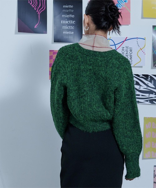 miette（ミエット）の「フロントビットメランジニットカーディガン（カーディガン/ボレロ・レディース・レッド/ブルー/グリーン・FREE）」の5枚目の写真