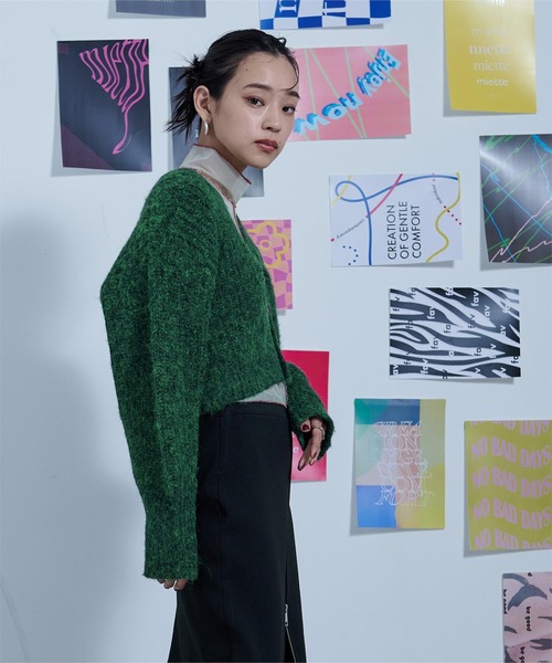 miette（ミエット）の「フロントビットメランジニットカーディガン（カーディガン/ボレロ・レディース・レッド/ブルー/グリーン・FREE）」の6枚目の写真