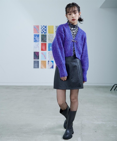 miette（ミエット）の「フロントビットメランジニットカーディガン（カーディガン/ボレロ・レディース・レッド/ブルー/グリーン・FREE）」の7枚目の写真