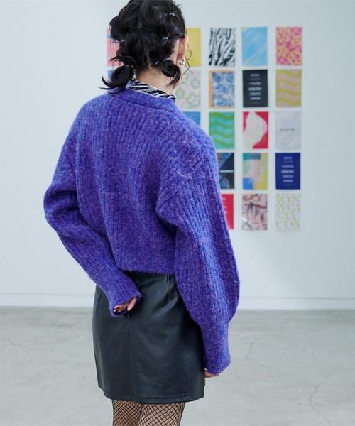 miette（ミエット）の「フロントビットメランジニットカーディガン（カーディガン/ボレロ・レディース・レッド/ブルー/グリーン・FREE）」の8枚目の写真