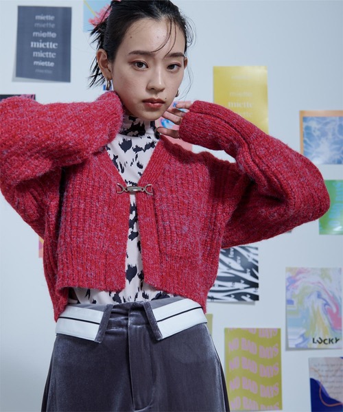 miette（ミエット）の「フロントビットメランジニットカーディガン（カーディガン/ボレロ・レディース・レッド/ブルー/グリーン・FREE）」の11枚目の写真