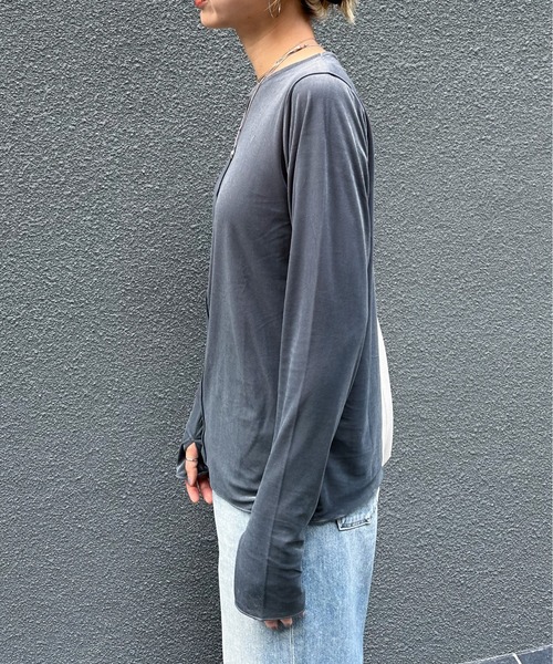 feepur(フェピュール)の「シアーベロアロンTee(Tシャツ/カットソー・レディース・ピンク/ネイビー/ブラウン/グレー/アイボリー/ピンクベージュ・MEDIUM)」の22枚目の写真