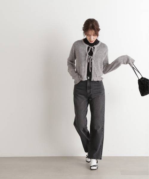 N.（N. Natural Beauty Basic）（エヌエヌナチュラルビューティーベーシック）の「◆フロントリボンニットカーディガン（カーディガン/ボレロ・レディース・レッド/ホワイト×ブラック/グレー・MEDIUM）」の19枚目の写真