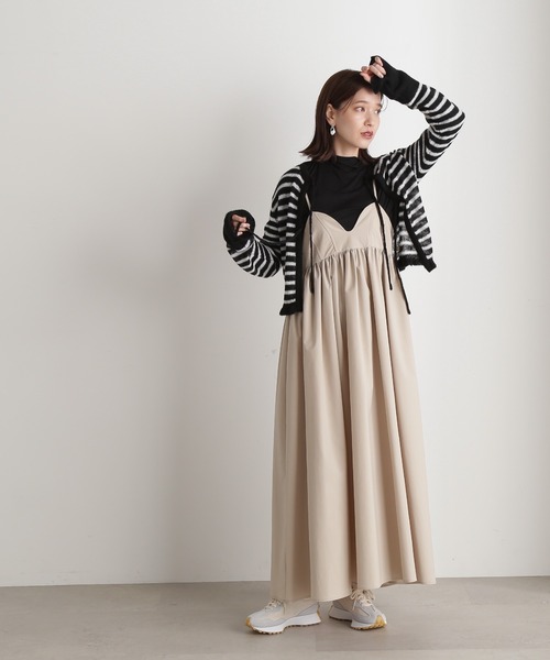 N.（N. Natural Beauty Basic）（エヌエヌナチュラルビューティーベーシック）の「◆フロントリボンニットカーディガン（カーディガン/ボレロ・レディース・レッド/ホワイト×ブラック/グレー・MEDIUM）」の8枚目の写真