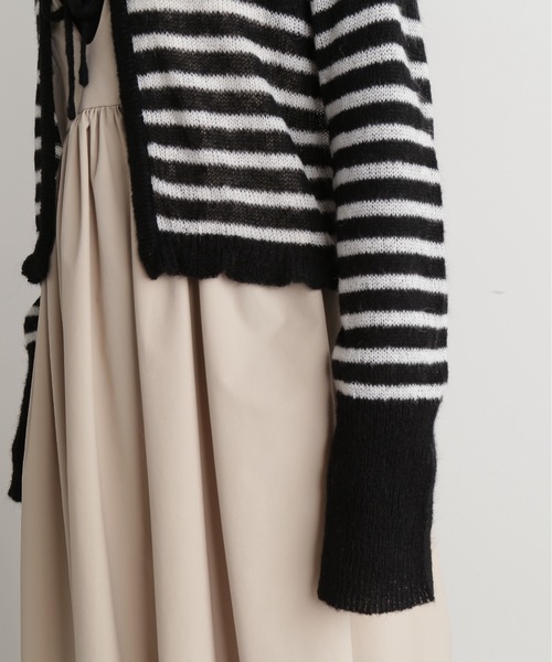 N.（N. Natural Beauty Basic）（エヌエヌナチュラルビューティーベーシック）の「◆フロントリボンニットカーディガン（カーディガン/ボレロ・レディース・レッド/ホワイト×ブラック/グレー・MEDIUM）」の15枚目の写真