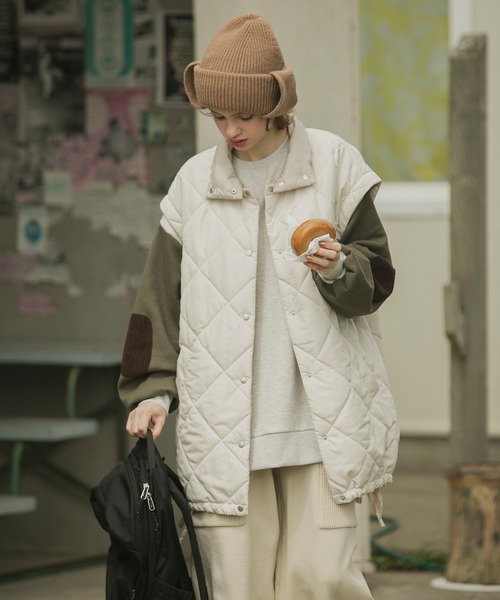 forksy.（フォルクシー）の「【forksy.】スナップイヤーフラップ付ニット帽（ニットキャップ/ビーニー・レディース・ブラック/アイボリー/ベージュ/グレー・FREE）」の4枚目の写真